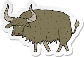 adesivo de uma vaca peluda irritada de desenho animado png