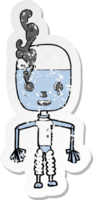 retro distressed sticker of a cartoon robot png