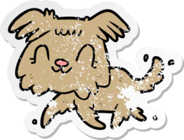 distressed sticker of a cartoon dog png