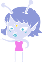 garota alienígena de desenho animado de estilo de cor muito plana png