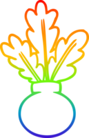 rainbow gradient line drawing of a  houseplant in vase png