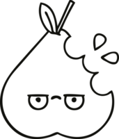 line drawing cartoon of a green pear png