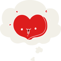 dessin animé content l'amour cœur avec pensée bulle dans rétro style png