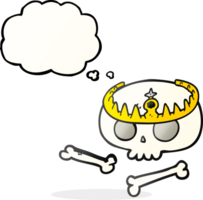 hand drawn thought bubble cartoon skull wearing tiara png