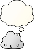 cute cartoon cloud with thought bubble in smooth gradient style png