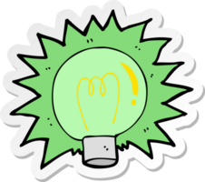 sticker of a cartoon flashing green light bulb png