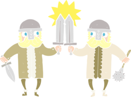 flat color illustration of viking warriors png