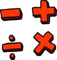 symboles mathématiques de dessin animé de style doodle dessinés à la main png