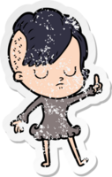 distressed sticker of a cartoon woman png