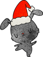 hand- getrokken Kerstmis getextureerde tekenfilm van kawaii konijn png