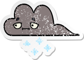 verontruste sticker van een schattige cartoon storm sneeuwwolk png