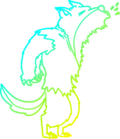 cold gradient line drawing of a cartoon howling werewolf png