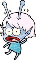 cartoon shocked alien girl png