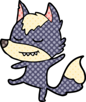 freundlicher Cartoon-Wolf, der balanciert png
