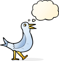 cartoon walking bird with thought bubble png