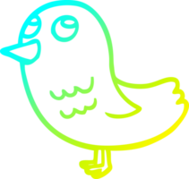 cold gradient line drawing of a cartoon bird looking up png