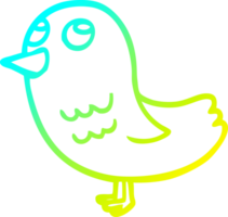 kalt Gradient Linie Zeichnung von ein Karikatur Vogel suchen oben png