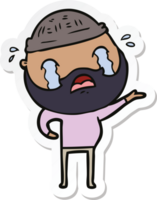 sticker of a cartoon bearded man crying png