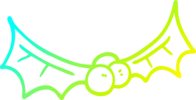 cold gradient line drawing of a cartoon holly twig png
