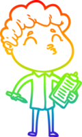 rainbow gradient line drawing of a cartoon man pouting png