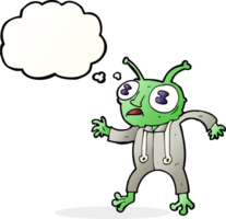 cartoon alien spaceman with thought bubble png