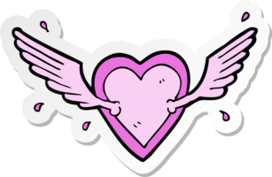 sticker of a cartoon flying heart png