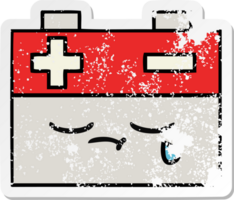 distressed sticker of a cute cartoon car battery png