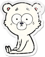 distressed sticker of a nervous polar bear cartoon png