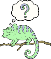 hand drawn thought bubble cartoon curious chameleon png