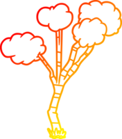 warm gradient line drawing of a cartoon sparse tree png