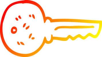 warm gradient line drawing of a cartoon metal key png