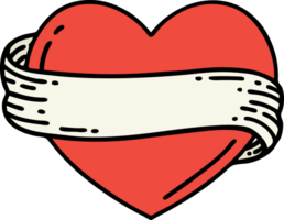 tattoo in traditional style of a heart and banner png