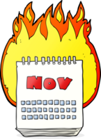 hand drawn cartoon calendar showing month of november png