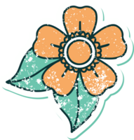 iconic distressed sticker tattoo style image of a flower png