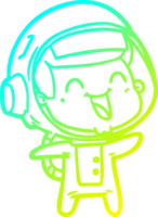 cold gradient line drawing of a happy cartoon astronaut png