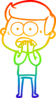 rainbow gradient line drawing of a cartoon shocked man png