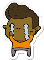 sticker of a cartoon man crying png