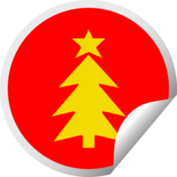circular peeling sticker cartoon of a christmas tree png