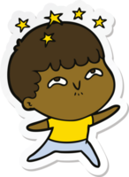 pegatina de un niño asombrado de dibujos animados png