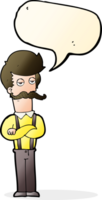 cartoon man with mustache with speech bubble png