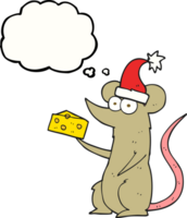 hand drawn thought bubble cartoon christmas mouse with cheese png