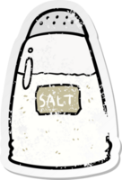 distressed sticker of a cartoon salt png