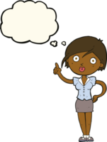 cartoon pretty woman with idea with thought bubble png