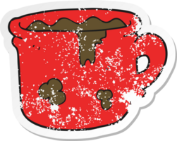 retro distressed sticker of a cartoon old coffee cup png