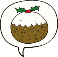 cartoon christmas pudding with speech bubble png