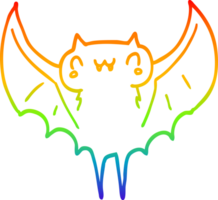 rainbow gradient line drawing of a cartoon bat png