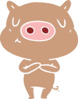 cochon de contenu de dessin animé de style couleur plat png