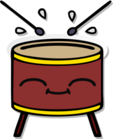 distressed sticker of a cute cartoon drum png