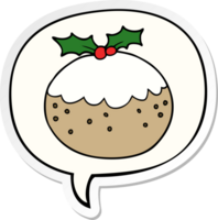 cartoon christmas pudding with speech bubble sticker png