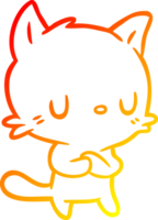 warm gradient line drawing of a cute cartoon cat png